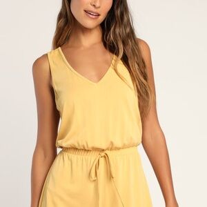 Lulus Sun Charmer Yellow Sleeveless V-neck Lounge Romper - Size S